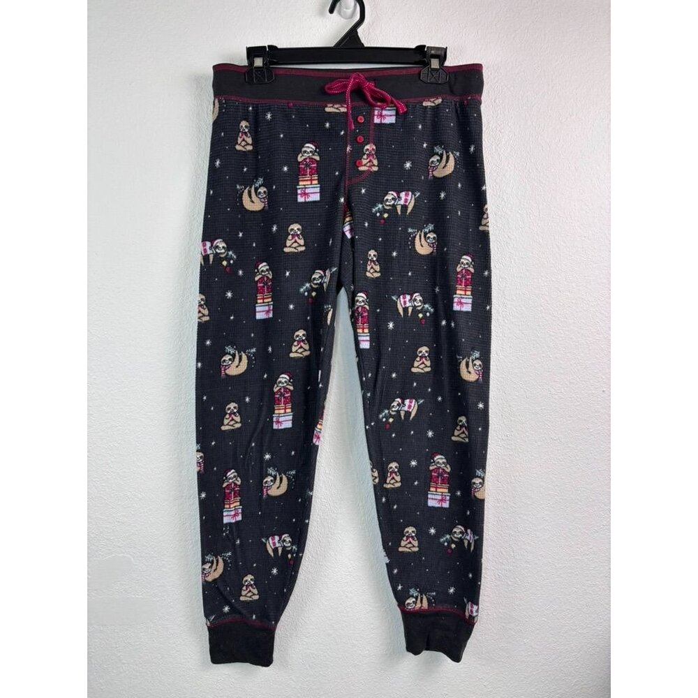 P. J.‎ Salvage women's medium grey sloth christmas jogger pajama lounge pants